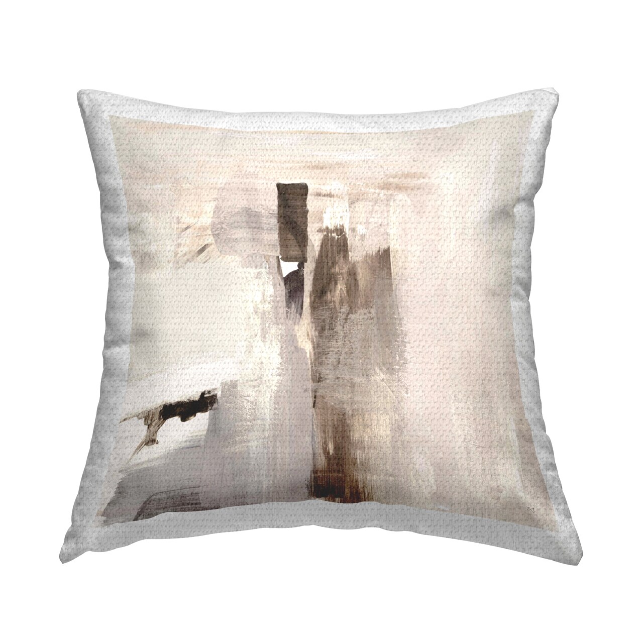 Stupell Industries Off-White with Brown Streaks Outdoor Printed Throw Pillow Design by Susan Jill, 18 x 7 x 18